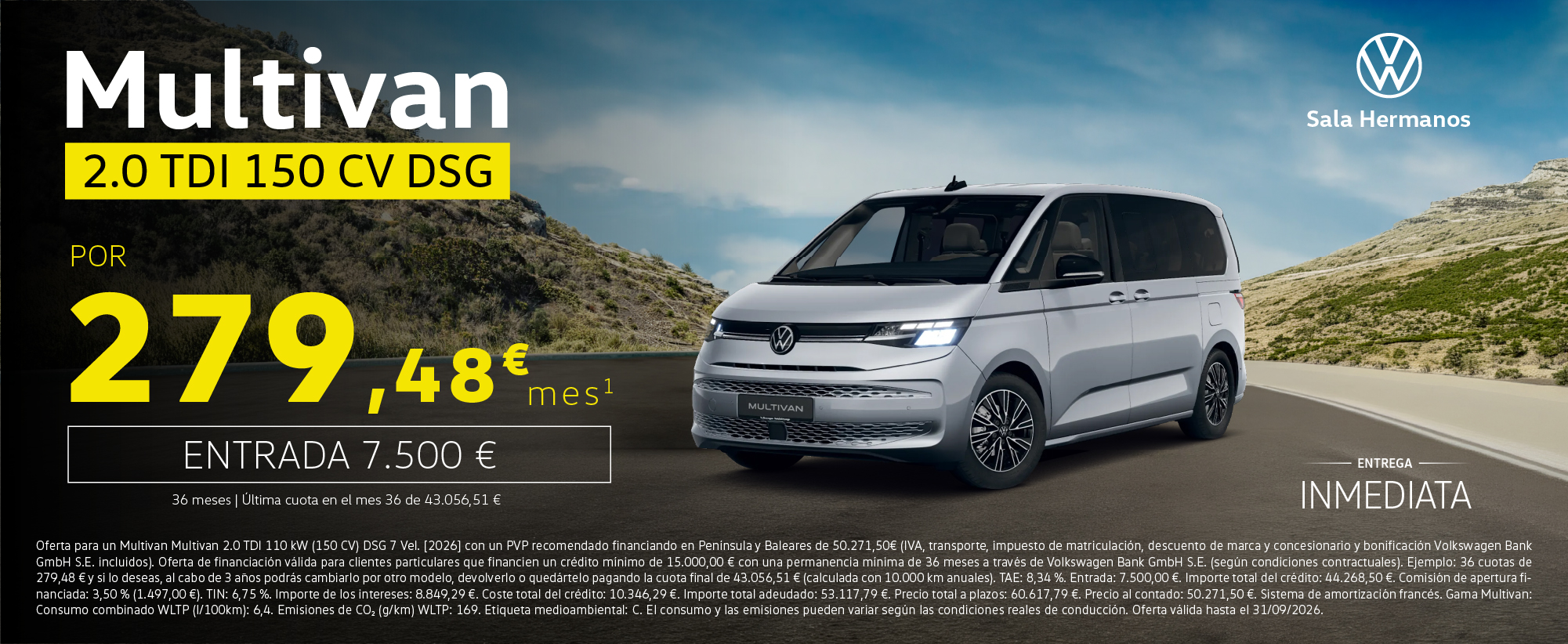 ¡Últimas unidades! Multivan 150CV por 279€/mes*